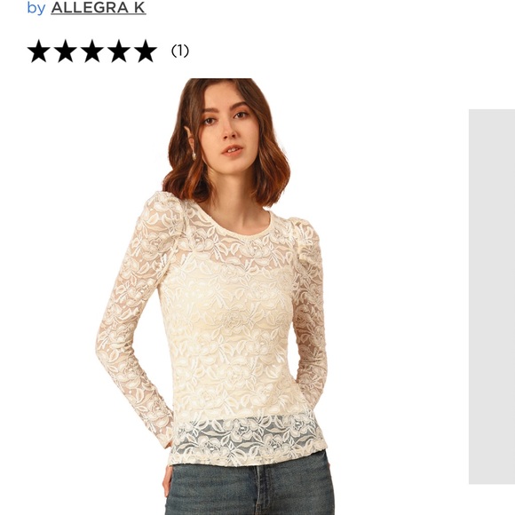 allegrak® top Tops - Women's Vintage Semi Sheer Puff Long Sleeve Embroidery Blouse Lace Top